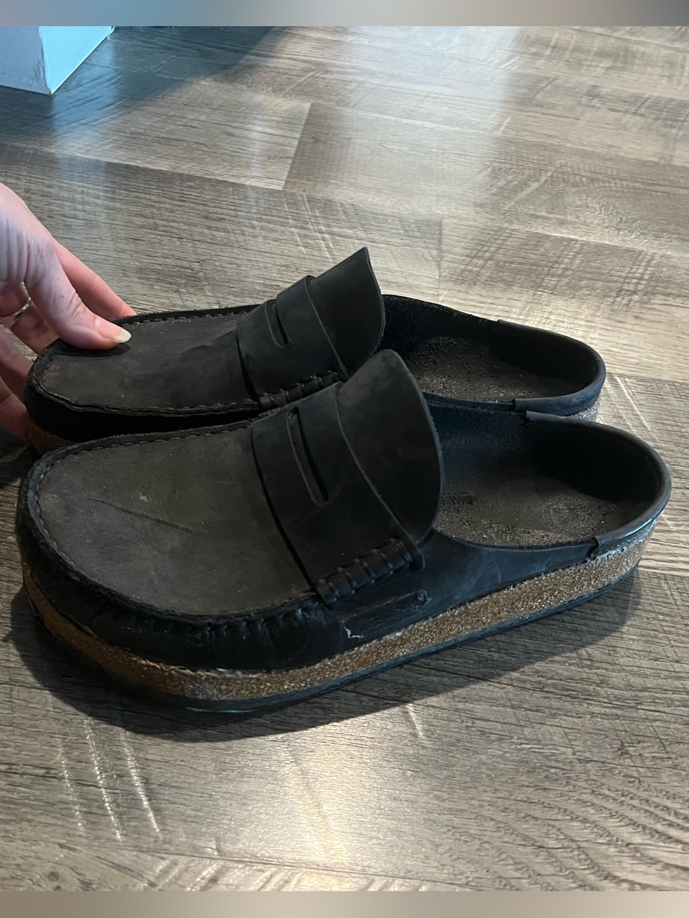 Men's Black Slip-On Cork-Trim Loafer Mule